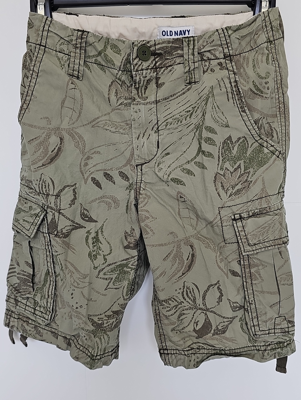Old Navy Olive Cargo Shorts w/Botanical Print Boys Sz 8